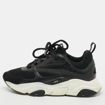 Pre-owned Dior B22 Size 39.5 Black Leather And Mesh Lace Up Sneakers