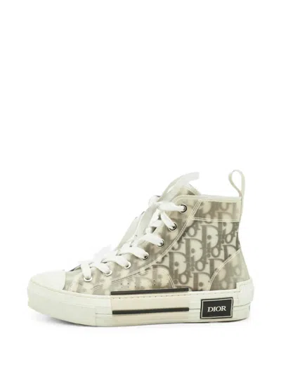 Pre-owned Dior B23 Oblique High-top Sneakers In White