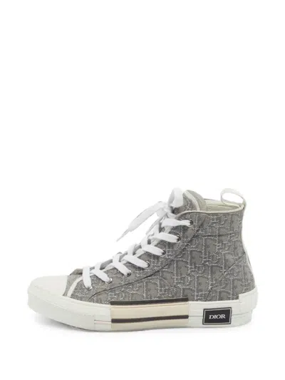 Pre-owned Dior B23 Oblique Jacquard Lace-up Sneakers In Gray