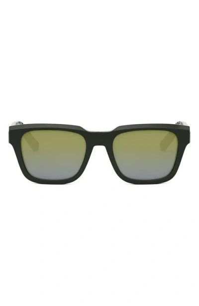 Dior B23 S1i 53mm Rectangular Sunglasses In Dark Green/green Mirror
