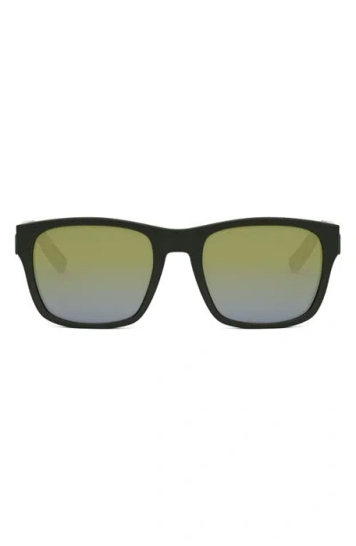 Dior B23 S2f 58mm Rectangular Sunglasses In Dark Green/green Mirror