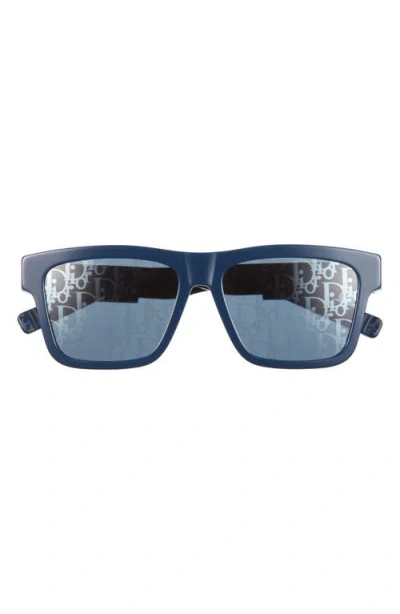 Dior B23 S4i 56mm Rectangular Sunglasses In Blue