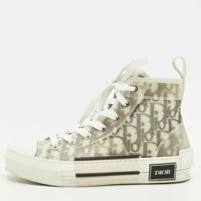 Pre-owned Dior B23 Size 36 Transparent/grey Oblique Mesh And Pvc High Top Sneakers