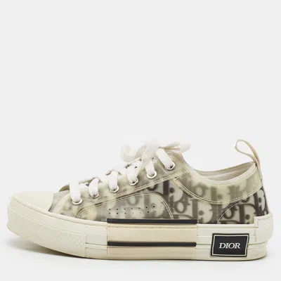 Pre-owned Dior B23 Size 37 Grey/white Oblique Mesh And Rubber Low Top Sneakers In Gray
