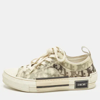 Pre-owned Dior B23 Size 37.5 Grey Mesh And Rubber Lace Up Sneakers In Gray