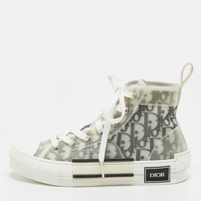Pre-owned Dior B23 Size 37.5 Grey/transparent Mesh And Pvc High Top Sneakers In Gray