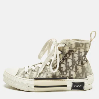 Pre-owned Dior B23 Size 38 Grey/transparent Mesh And Pvc High Top Sneakers In Gray