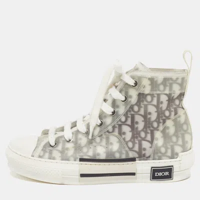 Pre-owned Dior B23 Size 38 Grey/transperent Mesh And Pvc High Top Sneakers In Gray