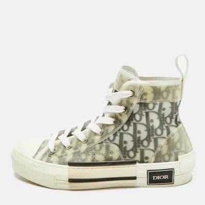 Pre-owned Dior B23 Size 38 Transparent/grey Oblique Mesh And Pvc High Top Sneakers