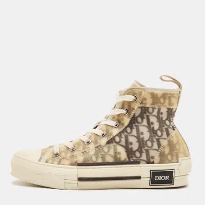 Pre-owned Dior B23 Size 38 White/black Oblique Mesh And Rubber High Top Sneakers