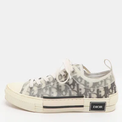 Pre-owned Dior B23 Size 38.5 Grey Mesh And Pvc Low Top Sneakers In Gray