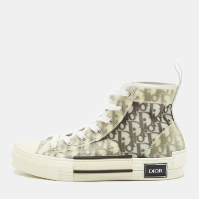 Pre-owned Dior B23 Size 40 Grey/transperent Oblique Mesh And Pvc High Top Sneakers In Gray