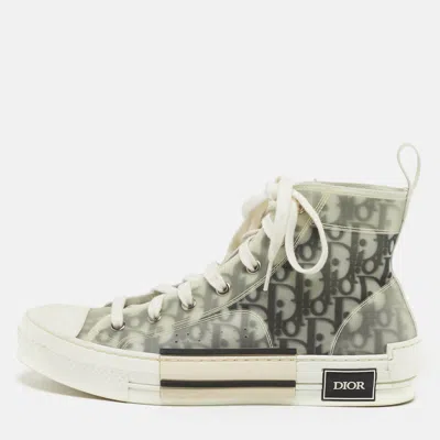 Pre-owned Dior B23 Size 40 White/black Oblique Mesh And Rubber High Top Sneakers