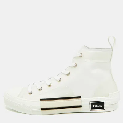 Pre-owned Dior B23 Size 42 White Canvas And Pvc High Top Sneakers
