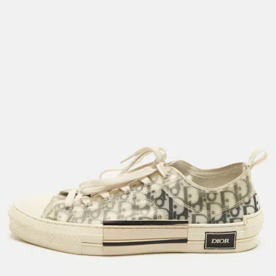 Pre-owned Dior B23 Size 43 White/grey Oblique Mesh And Rubber Low Top Sneakers