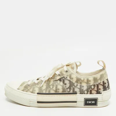 Pre-owned Dior B23 Size 44 Grey/transparent Oblique Mesh And Pvc Low Top Sneakers In Gray