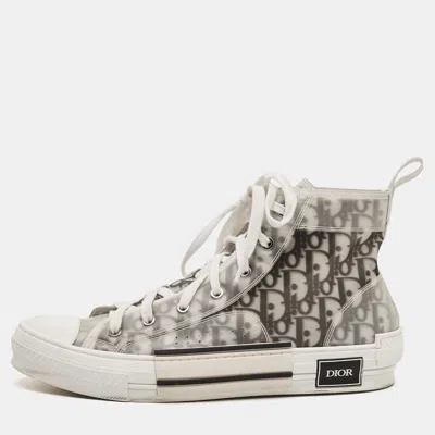 Pre-owned Dior B23 Size 44 Grey/transperent Oblique Mesh And Pvc High Top Sneakers In Gray
