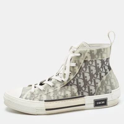 Pre-owned Dior B23 Size 46 Transparent/grey Oblique Mesh And Pvc High Top Sneakers