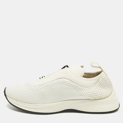 Pre-owned Dior B25 Size 41 White Knit Fabric Slip On Sneakers