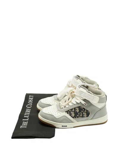 Pre-owned Dior B27 Leather High-top Sneakers In White