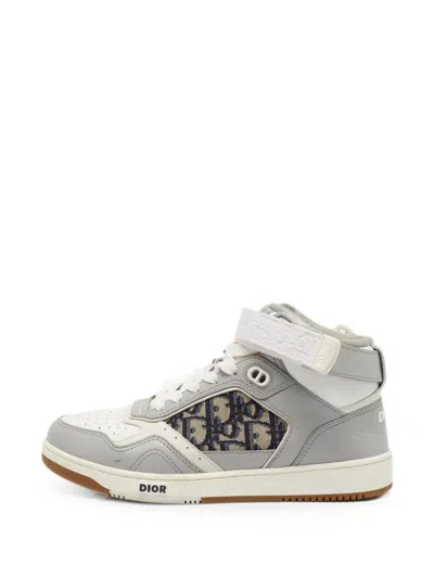 Pre-owned Dior B27 Oblique High-top Sneakers In Gray