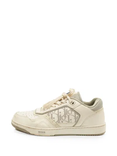 Pre-owned Dior B27 Oblique Leather Sneakers In White