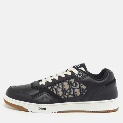 Pre-owned Dior B27 Size 43 Black Oblique Canvas And Leather Lace Up Sneakers