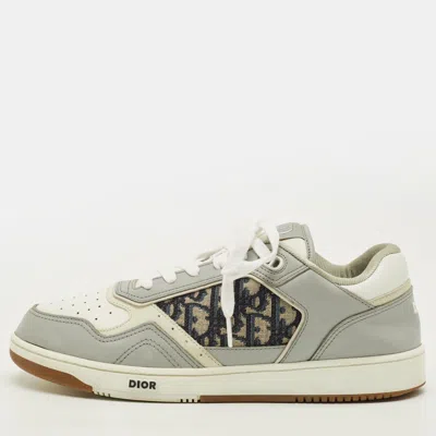 Pre-owned Dior B27 Size 43 Grey/white Canvas And Leather Low Top Sneakers In Gray