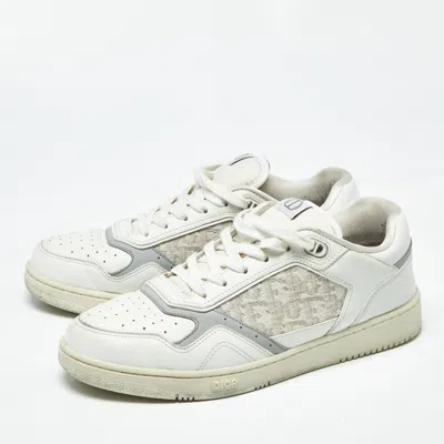 Pre-owned Dior B27 Size 43 Tricolor Oblique Canvas And Leather Lace Up Sneakers In White