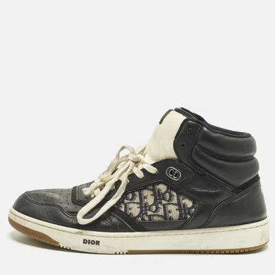Pre-owned Dior B27 Size 45 Black/beige Oblique Jacquard And Leather High Top Sneakers