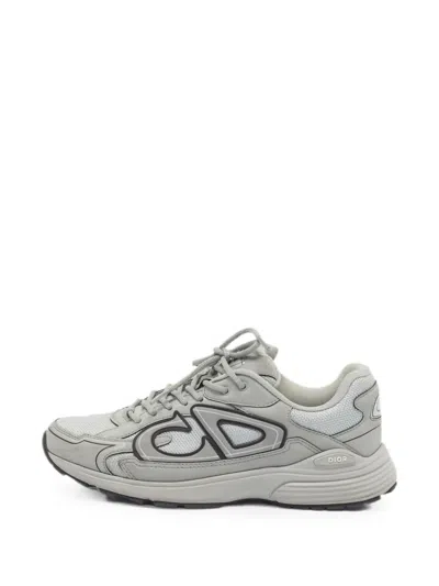 Pre-owned Dior B30 Leather Mesh Sneakers In Grey
