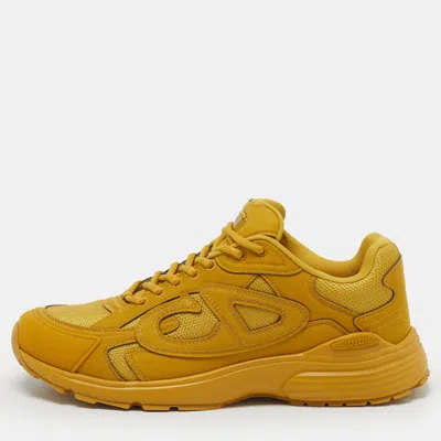 Pre-owned Dior B30 Size 41 Yellow Mesh And Rubber Lace Up Sneakers