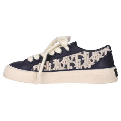 Pre-owned Dior B33 Calfskin Leather Sneakers With  Oblique Embroidery In Beige