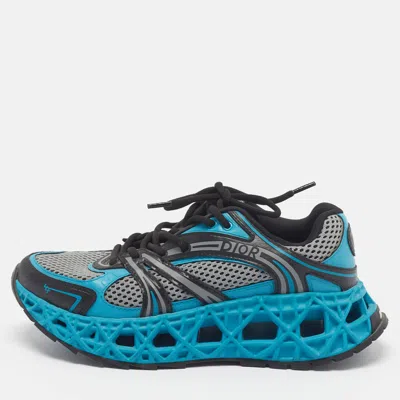 Pre-owned Dior B35 Nxxt Size 39 Tricolor Mesh And Rubber Lace Up Sneakers In Blue