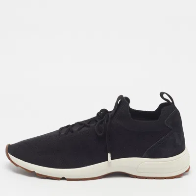 Pre-owned Dior B80 Lounge Size 47 Black Knit Fabric And Suede Low Top Sneakers