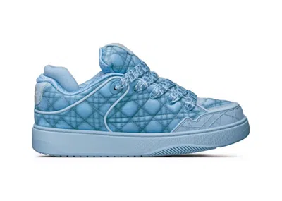 Pre-owned Dior B9s Skater Erl Kumo Cannage Satin Sneakers In Blue