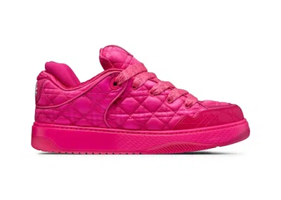Pre-owned Dior B9s Skater Erl Kumo Cannage Satin Sneakers In Fuchsia