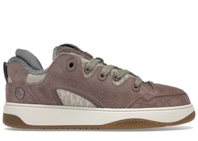 Pre-owned Dior B9s Skater Erl Suede And  Oblique Jacquard Sneakers In Lilac/beige