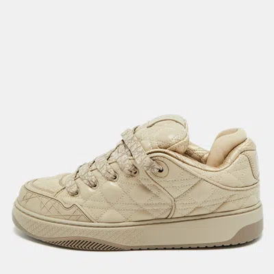 Pre-owned Dior B9s Skater Size 42.5 Beige Cannage Leather Low Top Sneakers In Sand