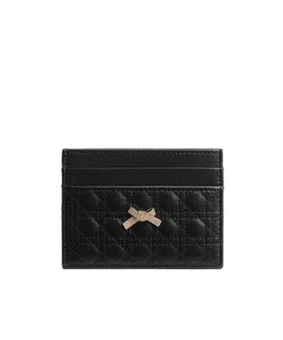 Dior Baby Bow Freesia Card Holder In Black
