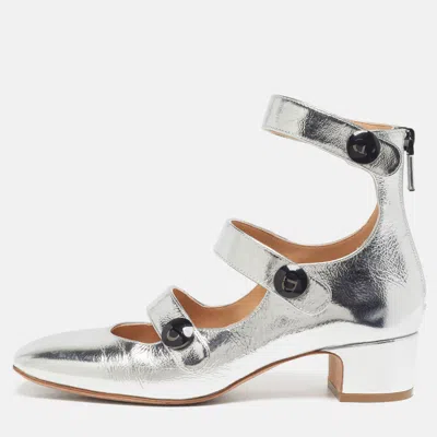 Pre-owned Dior Baby-d Size 35.5 Silver Foil Leather Strappy Pumps
