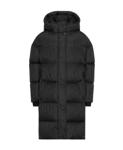 Dior Baby  Allover Logo Printed Hooded Coat In Black