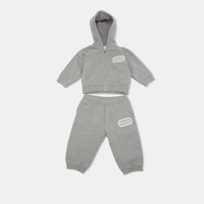 Pre-owned Dior Baby  Grey Cotton Knit Hoodie And Sweatpants Set 6 M