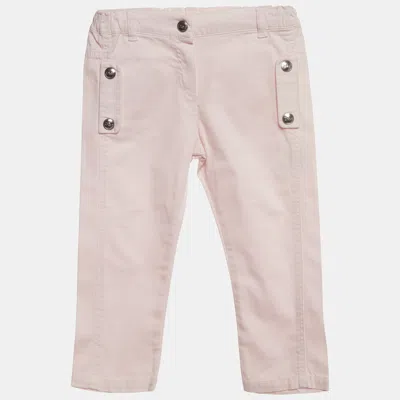 Pre-owned Dior Baby  Pink Logo Embroidered Cotton Trousers 24 M