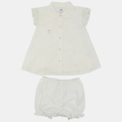 Pre-owned Dior Baby  White Cotton Dress And Culotte Set 6 M