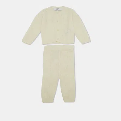 Pre-owned Dior Baby  White Knit Top And Pant Set 1m