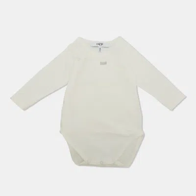 Pre-owned Dior Baby  White Logo Embroidered Jersey Bodysuit 1 Yr