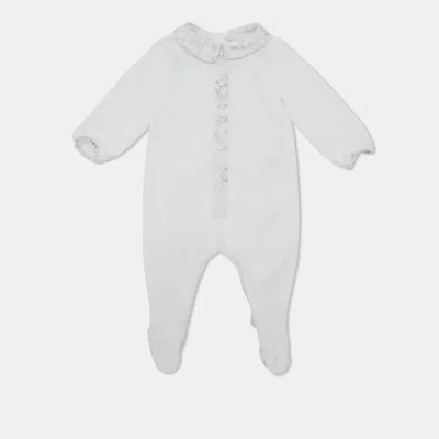 Pre-owned Dior Baby  White Printed Jersey Peter Pan Collar Onesies 1m
