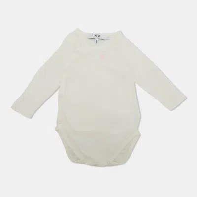 Pre-owned Dior Baby  White Rose Embroidered Jersey Bodysuit 1 Yr