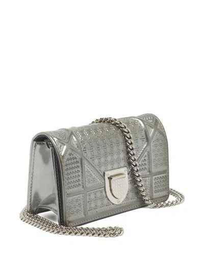 Pre-owned Dior Baby Ama Leather Cross Body Bag In Silver